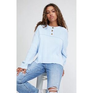 Pacsun LA Hearts Camper Crew Neck Sweater Blue Size Small Cotton Casual Buttons